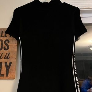 michael kors ribbed logo tape dress, color black size s